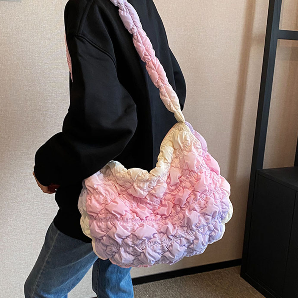 Fashion Pleated Cloud Bag for Women Designer Ruched Handbag Luxury Nylon Quilted Padded Shoulder Crossbody Bag Female Purse 2023