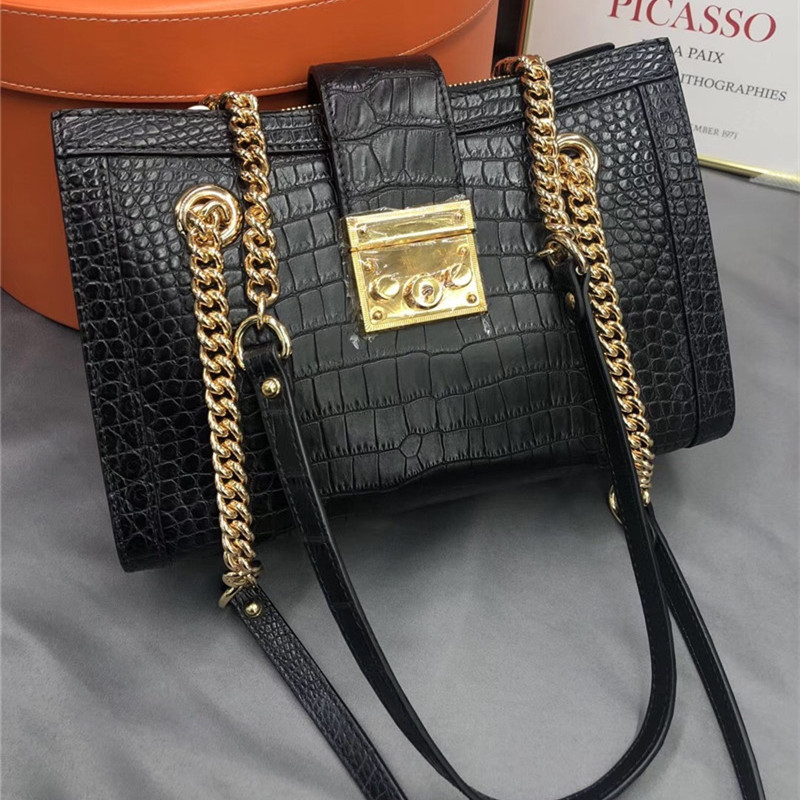 Fancy Genuine Crocodile Belly Skin Female Small Gray Blue Purse Women Flap Bag Exotic Alligator Leather Lady Single Shoulder Bag