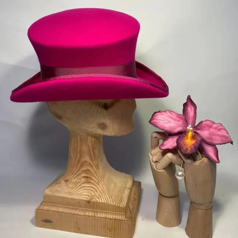 Cashmere hat asymmetrical top hat wool hat womens fashion hat ribbon hat steampunk hat wood clothing hat party hat 241106