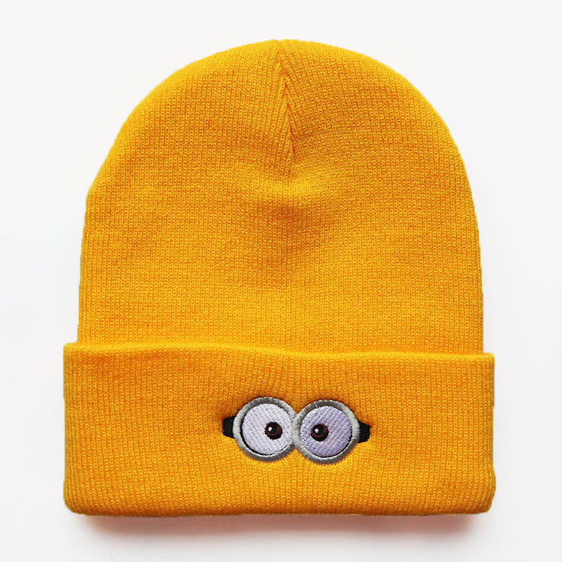 High quality design, Autumn Winter and Male Female New Anime Cartoon Eye Glasses Embroidered Warm Knitted Hat