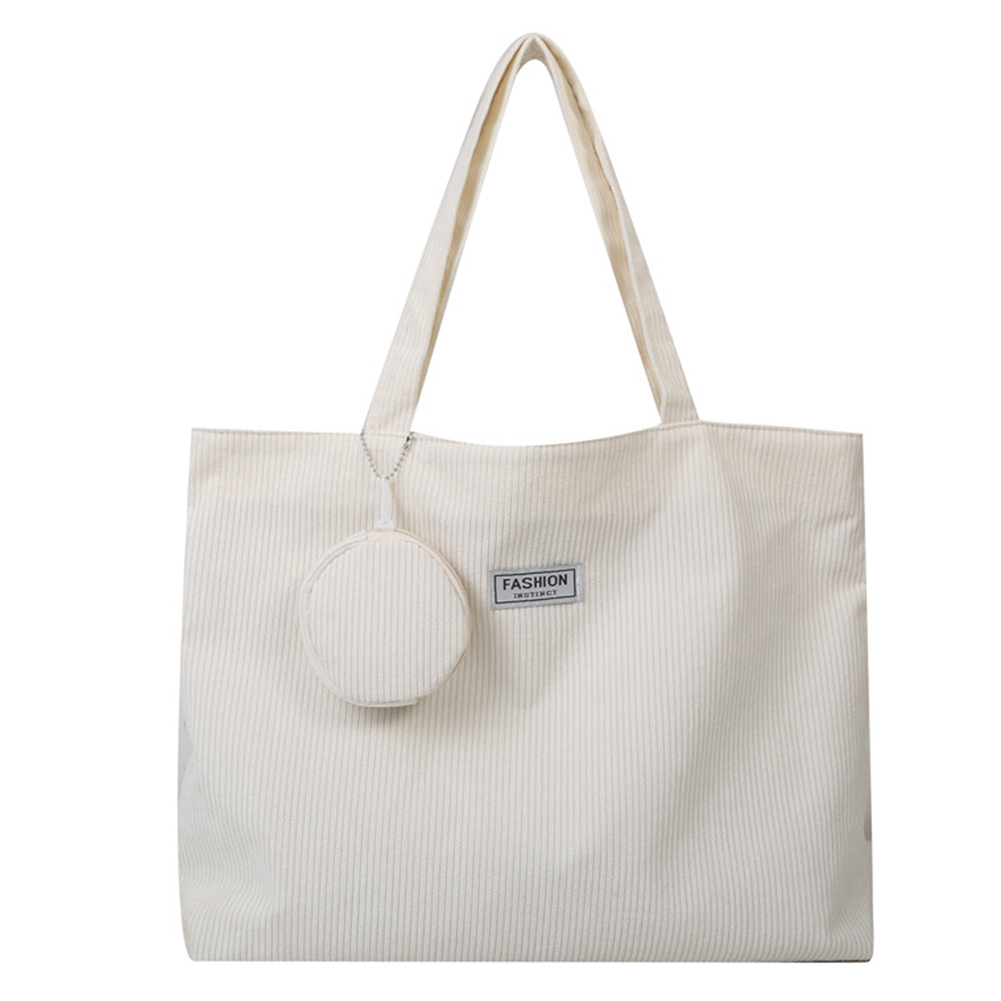 Women Corduroy Tote Handbag Zipper Top Handle Bag Foldable Retro Shoulder Bag with Coin Bag Large Capacity Versatile Sling Bag
