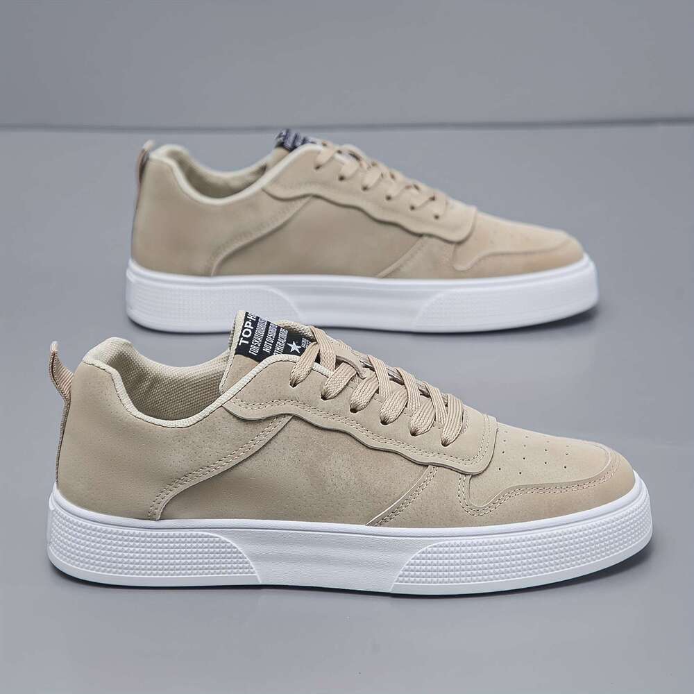 Top Men's Solid Colour Skateboard Shoes, Non Slip Casual Lace Up Sneakers For Outdoor Activities .