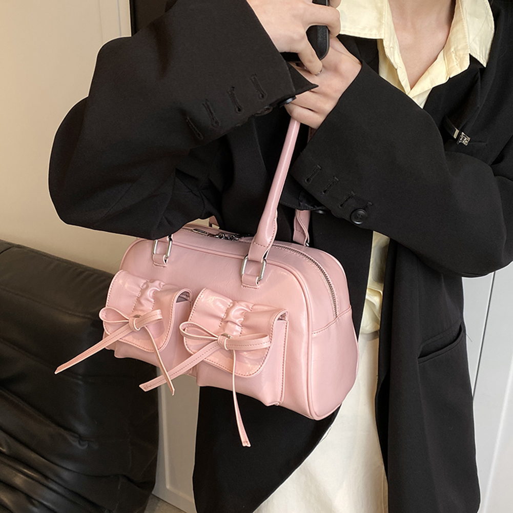 Retro Red Women's Satchel Hobo Bag Patent Leather Multi Pocket Luxury Designer Handbag Female Shoulder Armpit Bag Tote Purses