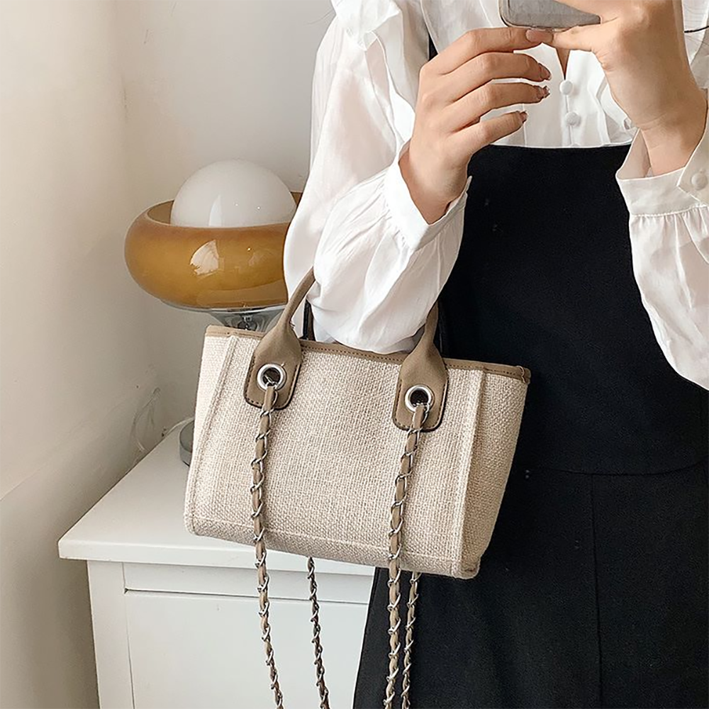 Bag Women Luxury Canvas Tote 2023 Trend Designer Female Shoulder Bags For Messenger Handbag Casual Chain Women's Bag New Small