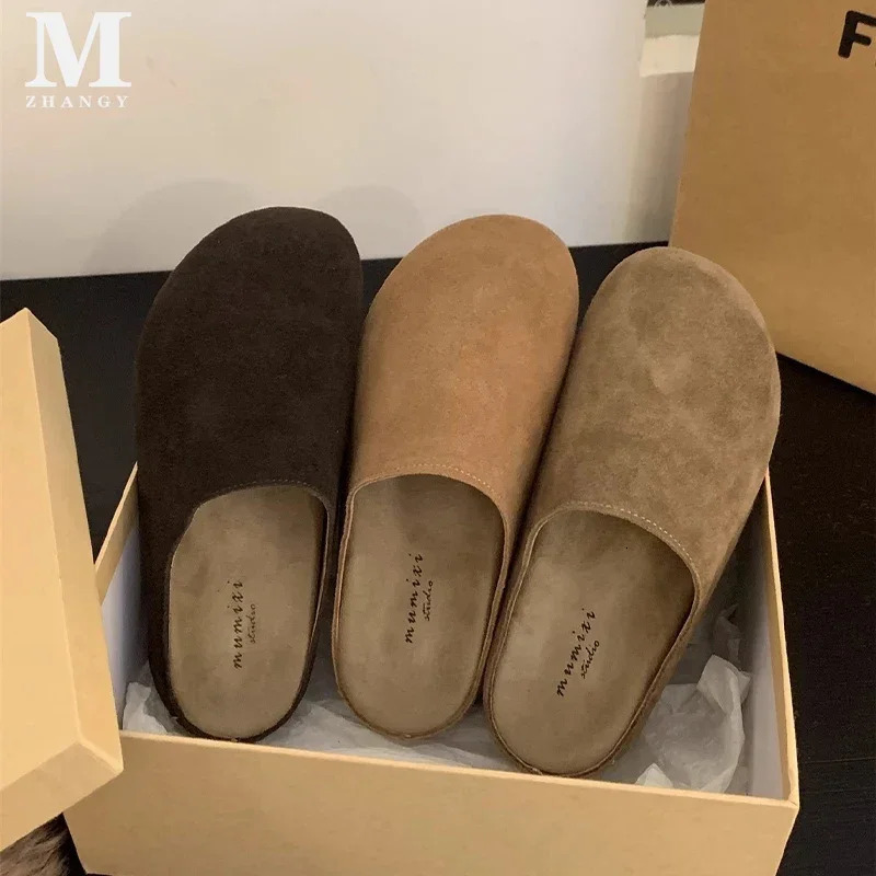 Leopard Women Slippers Platform Flats Suede Mule Shoes Woman Trend Slingback Casual Walking Fashion Mujer Zapatos 241106