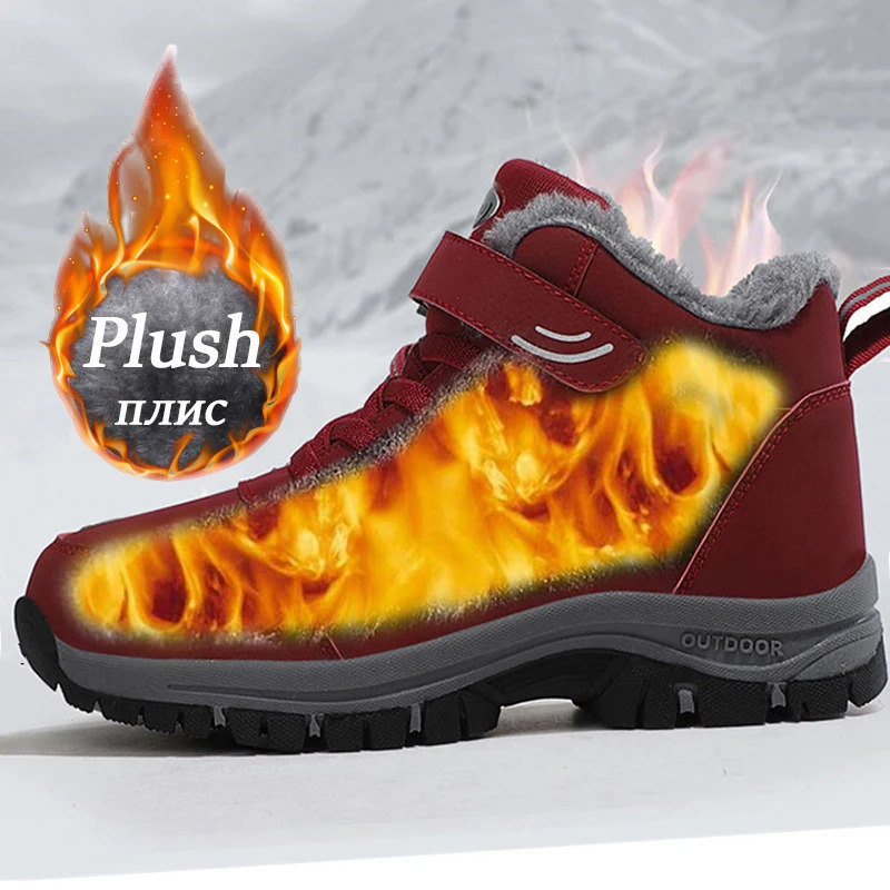 mens snow boots waterproof sports shoes super warm plush womens boots outdoor anti slip couple hiking boots work shoes winter 241106