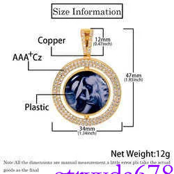 Pendant Necklaces Custom iced out moissanite dia cz bg stone big xxl round circle photo picture memory pendant Blank Frame necklace