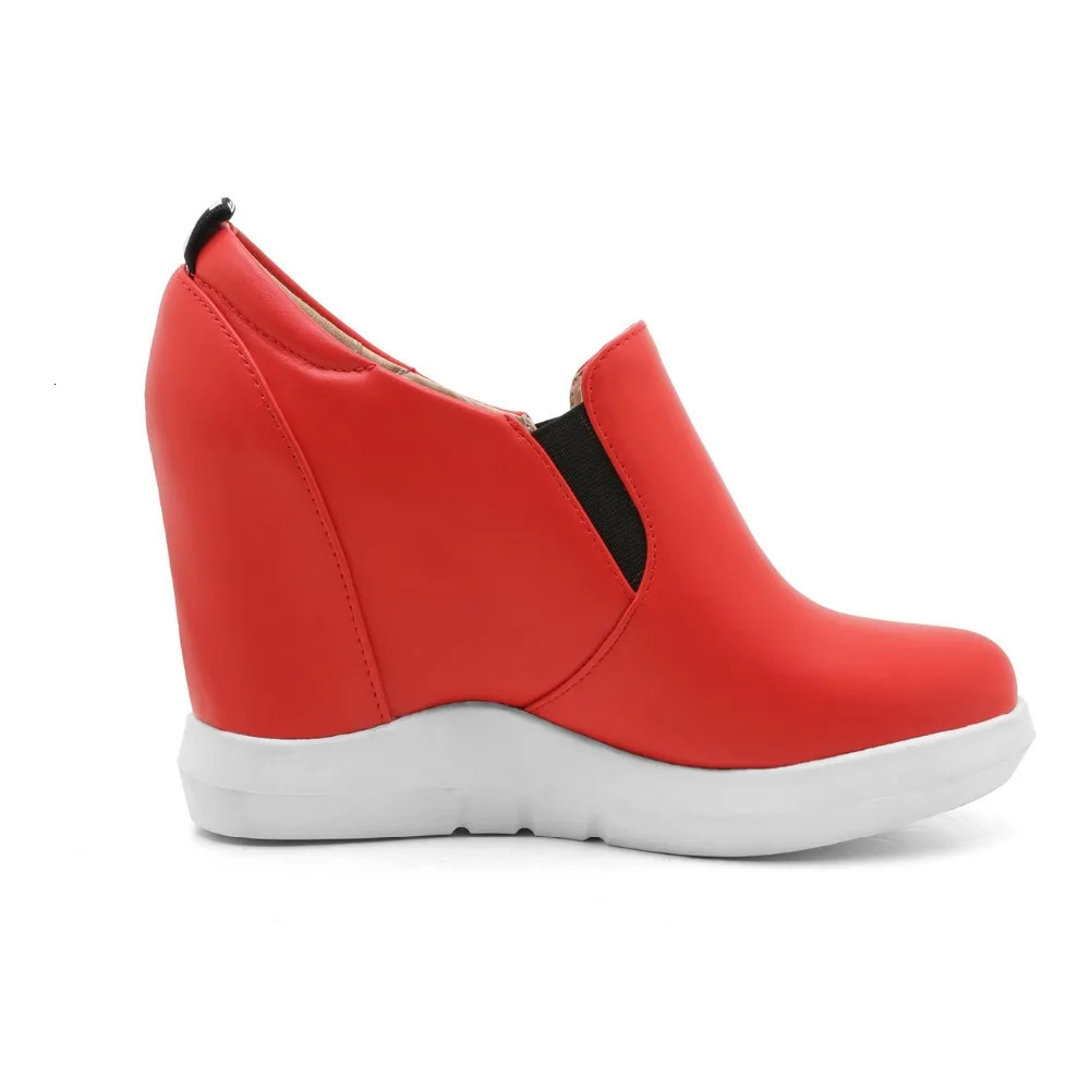 Hidden platform wedge sports shoes for women spring and autumn casual shoes comfortable wedge high heels red and white sports shoes for women on the p