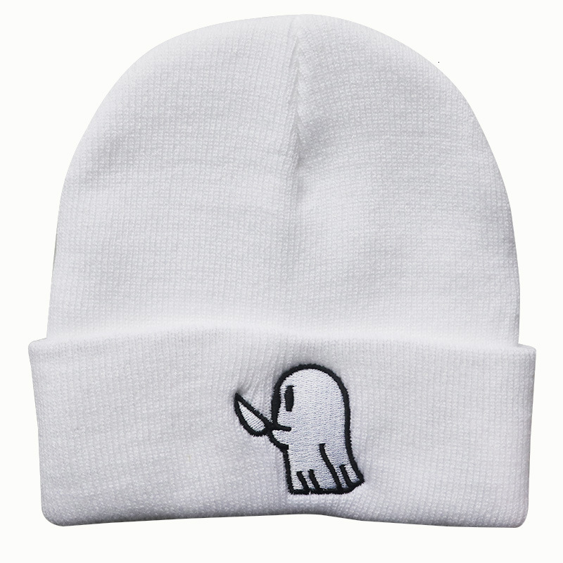 High quality design, Male and female students hip-hop cartoon ghost embroidery knitted woolen outdoor sports warm hats
