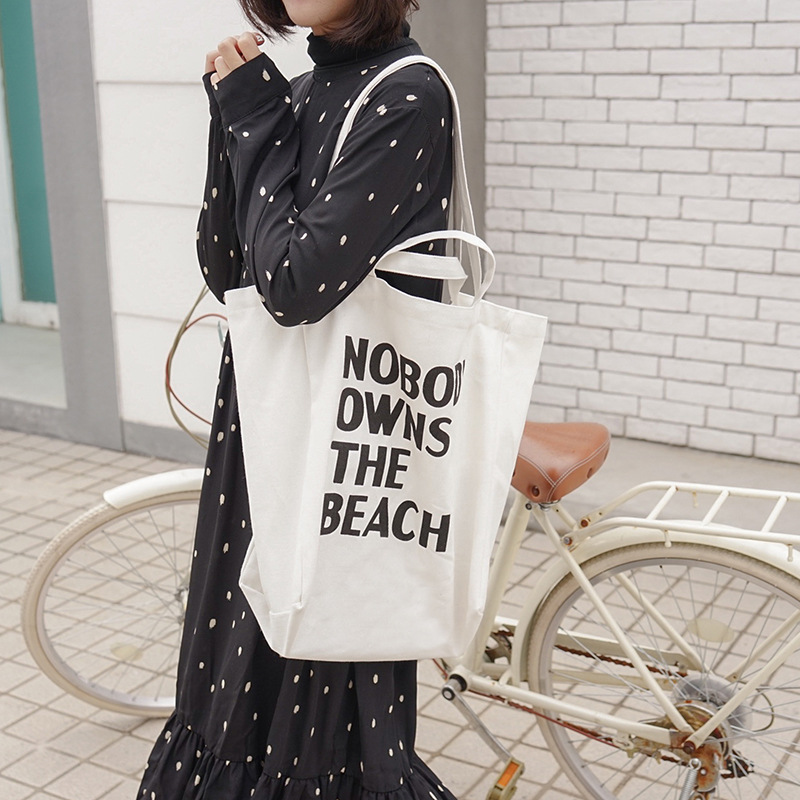 Women Canvas Shoulder Bag Extra Large Capacity Handbag Letters Beach Bags Female Big Tote Ladies Simple Canvas Shopping Bag