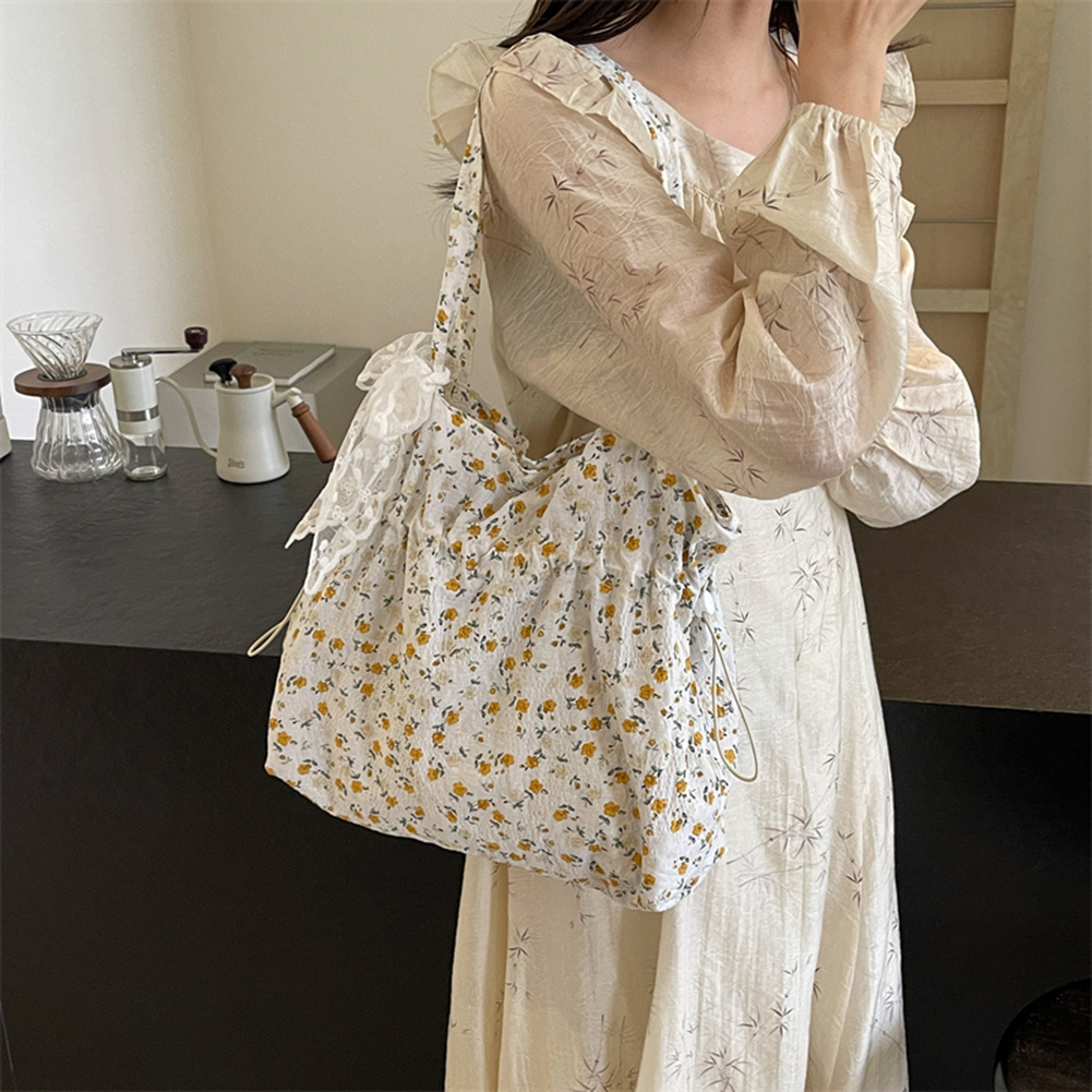 Women Floral Shoulder Bag Large Capacity Canvas Flower Printed Handbag Summer Casual Bag Girls Outdoor Bag