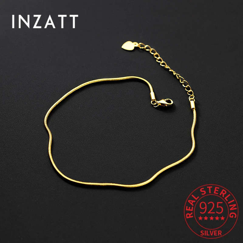 INZATT Real 925 sterling silver snake bone single chain ankle bracelet suitable for womens classic exquisite jewelry minimalist summer accessories 241