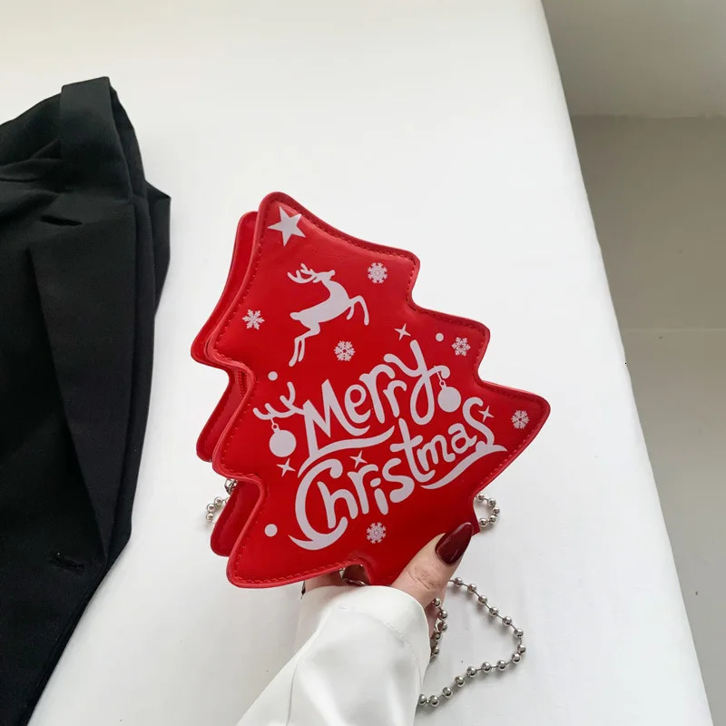 Cartoon Christmas Tree Mini Womens Bag Chain One Shoulder Horizontal Bag er Bag Wallet Handbag 241106