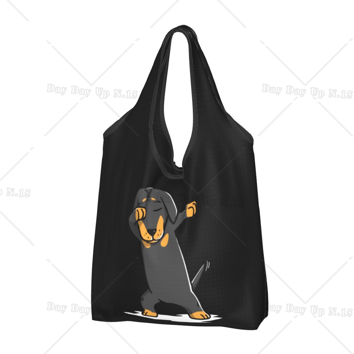 Dabbing Dachshund Funny Doxie Shopping Bag Foldable Grocery Tote Bags Large Capacity Recycling Bags Washable Handbag