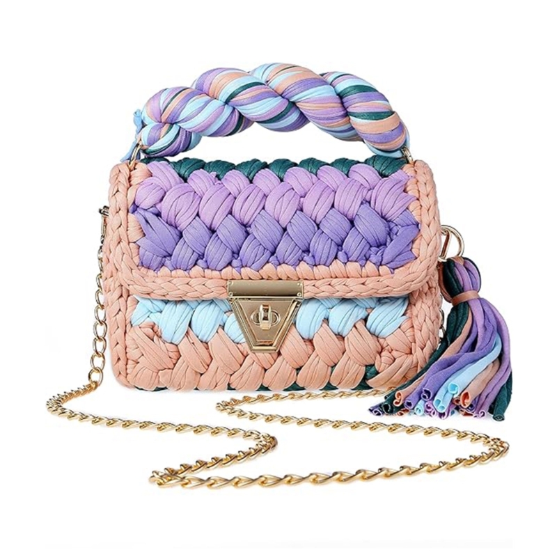 Casual Handbag Fashion Crossbody Bags Crochet Shoulder Bag Handmade Woven Trendy Tote for Women Girl Large Capacity