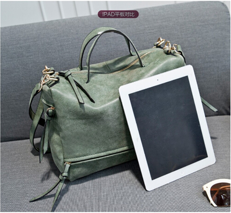 Women Handbag PU Leather Tote Bag Retro Shoulder Messenger Bags Tote Shopping Bag Green Gray Blue Red Femme Sac A Main