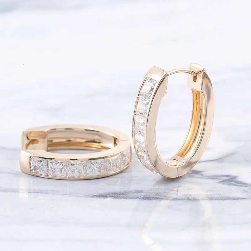 Princess Cut 4.8ct high-quality earrings with 14k gold hoop and GRA certificate exquisite jewelry gift passed the test pen 241106