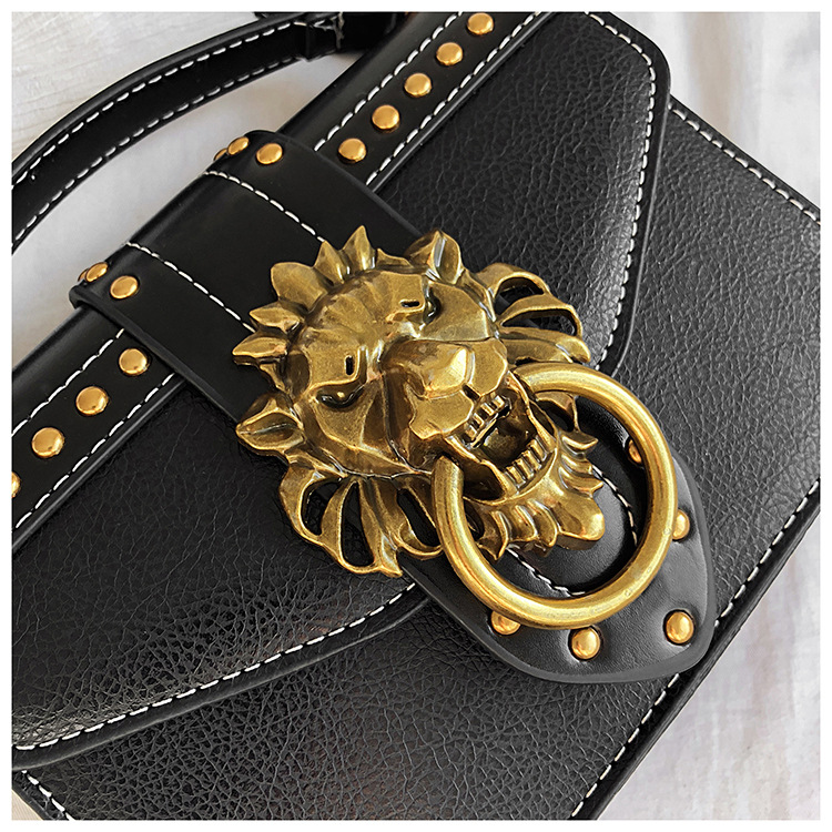 Women Metal Lion Handbags Shoulder Bag Crossbody Bags Totes Women Metal Lion Head Brand Purse Mini Square Bag