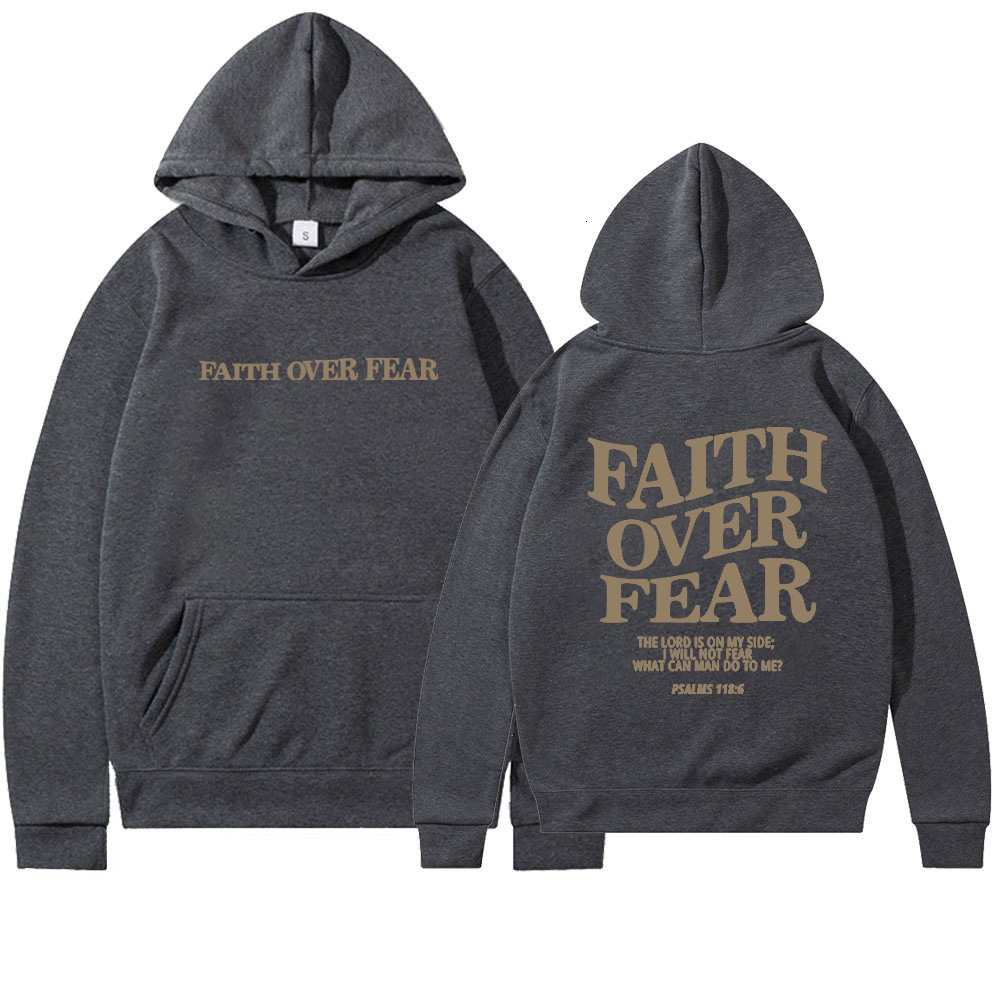 New long sleeved FaithOverFear printed hooded sweatshirt designer trendy T-shirt fashion hoodie