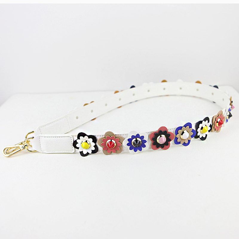 Customized Women Bag Strap Flower Strap Belt PU Leather Shoulder Cross body Messenger Bag Band for Bag DIY Handmade Accessories