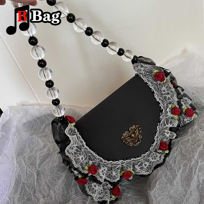Womens shoulder bag girl Retro bag Lolita Golden Angel Handbag messenger bag female Rose lace popular underarm bag cosplay