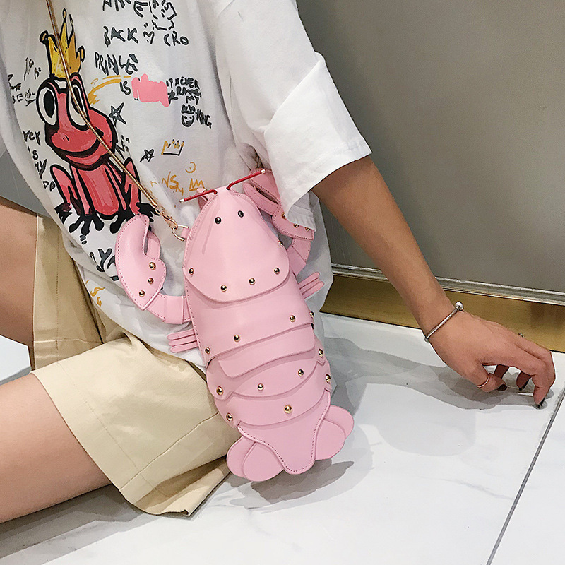 Cute Fashion Lobster Style Crossbody Mini Bag Pu Leather Girl's Chain Purses and Handbags Women Shoulder Bag Clutch Bag 2021
