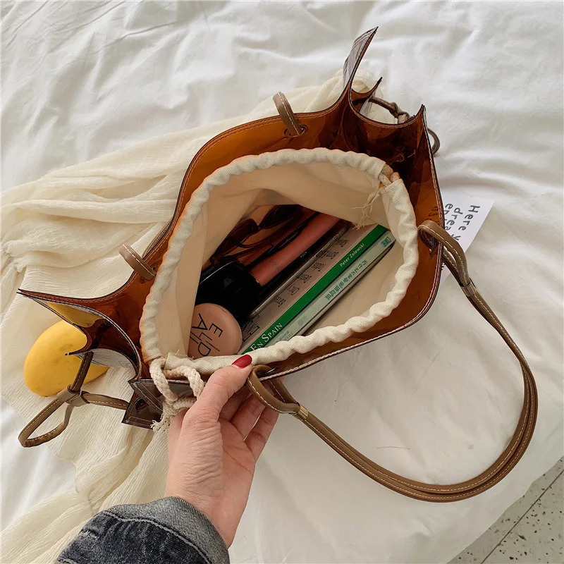 Womens Summer Transparent Jelly Bag Womens Large Capacity One Shoulder Handbag 241107