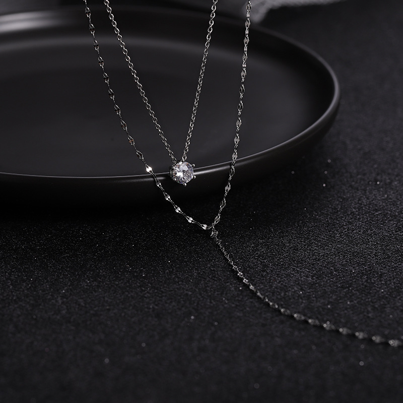 2024 Ins Top Sell Niche Sweet Cute Simple Fine Jewelry Real 100% 925 Sterling Silver Round Double Chain Moissanite Diamond Party Y Style Women Wedding