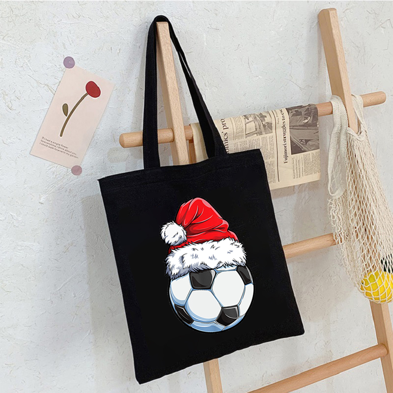 Beagle Santa Christmas Tree Lights Xmas Canvas Shopper Shoulder Bag Women Designer Handbags Casual Woman Shopping Tote