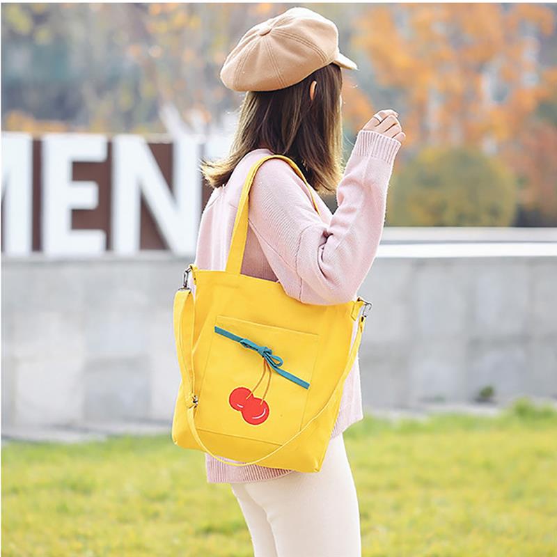 New Crossbody Bag Fashion Casual Cute Cherry Canvas Shoulder Bag Messenger Bag Shopping Bag Totes Beach Bag