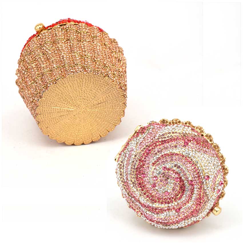 Fashion Cupcake wedding of high-grade hot drilling dinner crystal clutch bag red cakes evening bags stylish diamond party bag