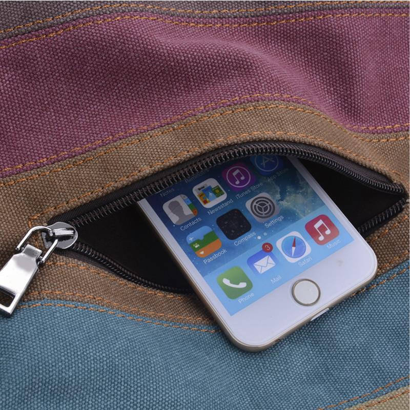 Stylish Colorful Canvas Handbag For Women Retro Stripe Crossbody Bags Tote Lady Shoulder Messenger Bag Bolso Mujer
