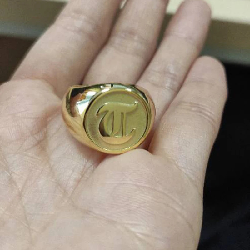 Free delivery customized 3D carved 26 letter 15mm ring mens fashion ring 925 silver ring family gift 241106