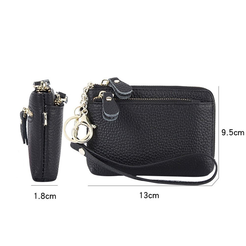 Fashion Cowhide Women Wallets Multi Functional Multi Card Slots Wallet Solid Color Zipper Purses