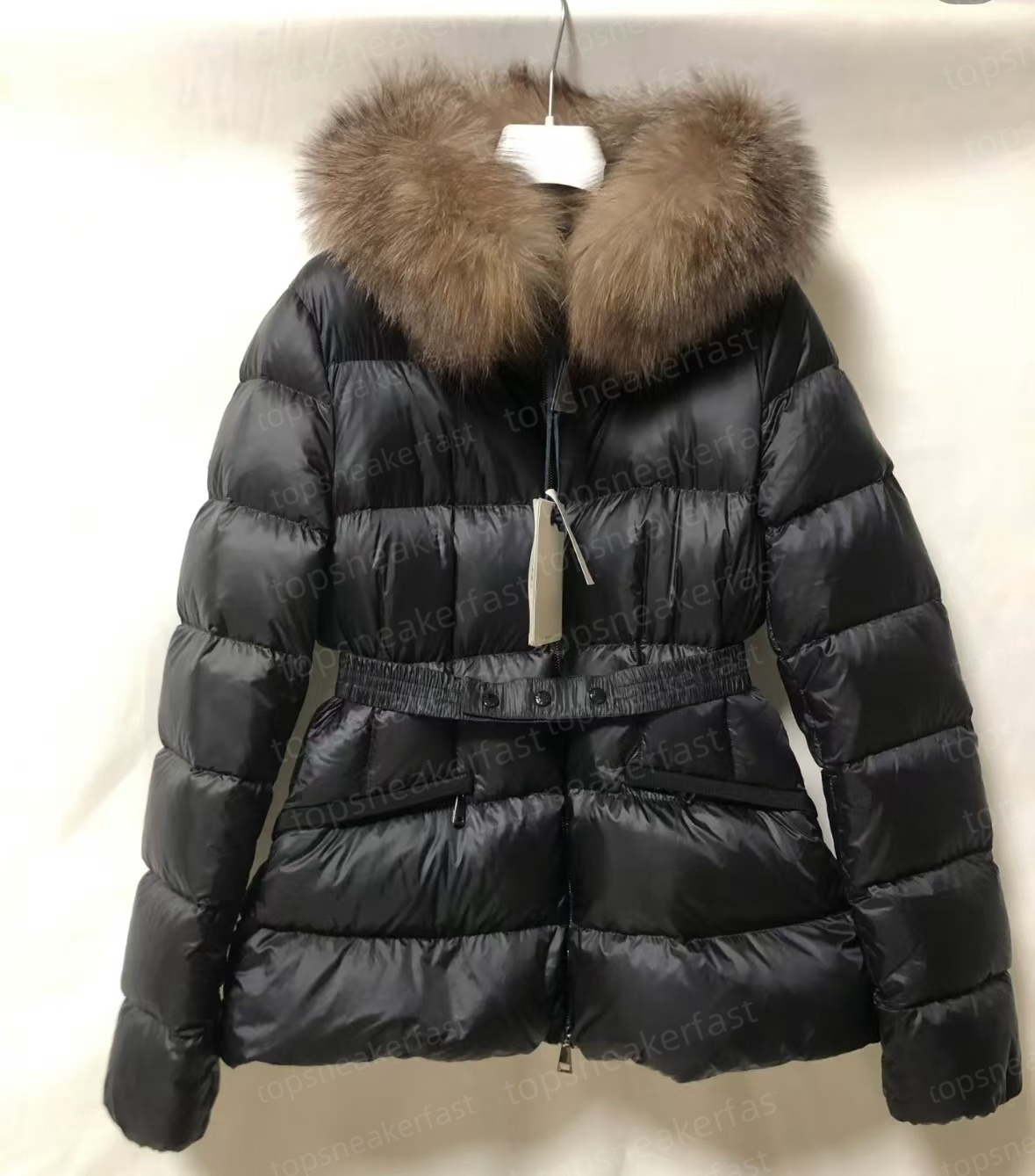 Womens Doudoune Femme Coats Winter Down Jcket Fur Hooded Coats Long Warm Outerwear Big Pocket With Belt Jacket Women boed short Down Jacket