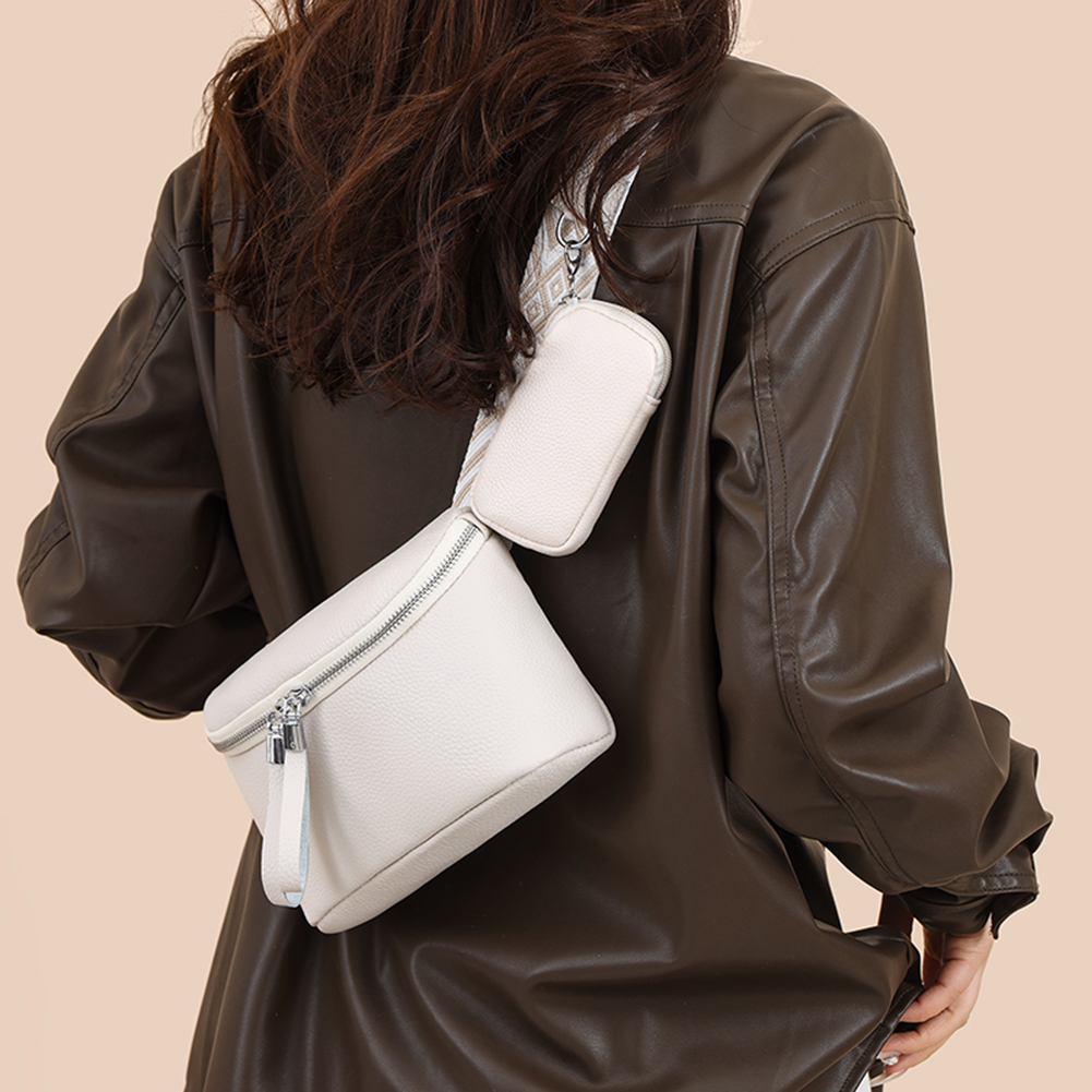 Women Retro Shoulder Bag PU Leather Classic Dating Bag Zipper Closure Simple Shoulder Purse Commute Bag with Matching Clutch Set