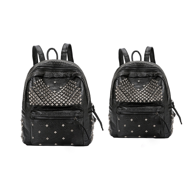 Women Rivet Studded Backpack Fashion PU Leather Student School Bookbag Teenager Girls Travel College Anti Theft Rucksack Dayback