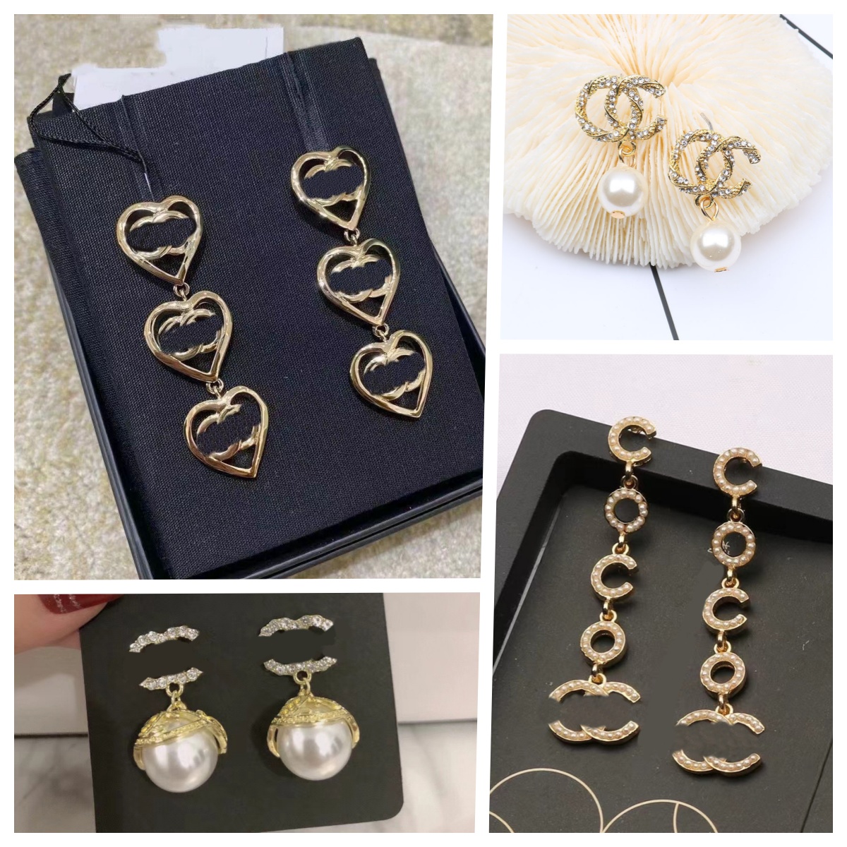 20style Gold Plated Designer Letters Stud Long Earring Dangle Crystal Geometric Women Rhie Pearl Wedding Party Jewerlry Accessories