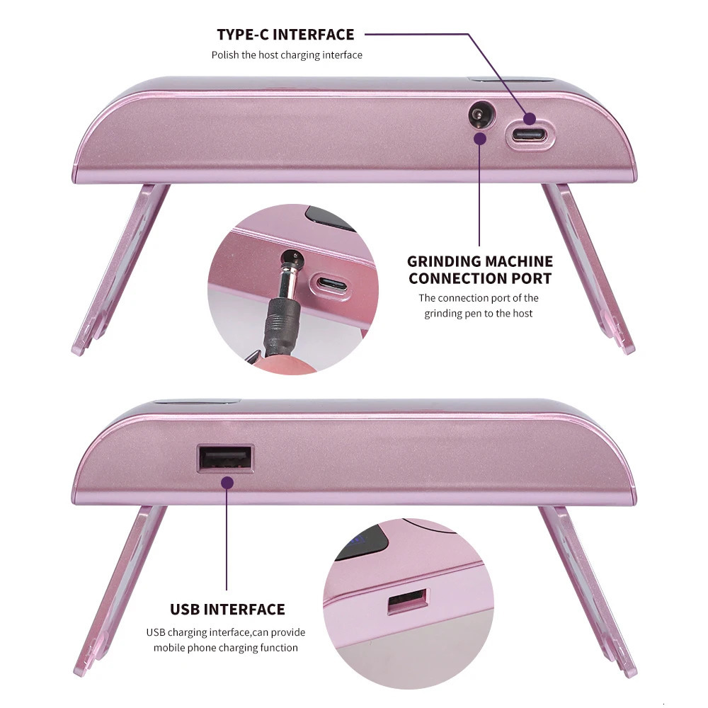 35000RPM Portable Electric Nail Drill Machine With LED UV Nail Lamp LCD Display Drying Function Rechargeable For Nails Manicure 241106