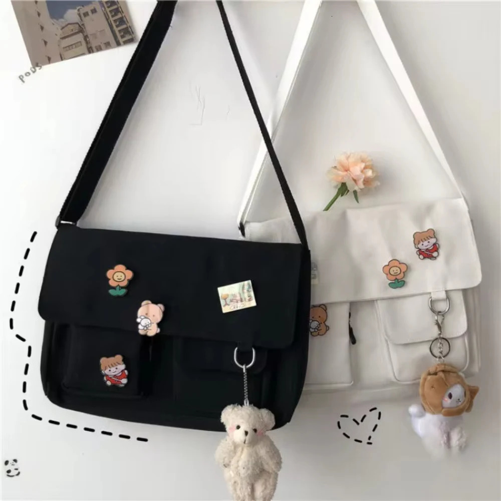 Japanese Harajuku Cute Retro Girl Messenger Shoulder Bag Canvas Student School Female 241106