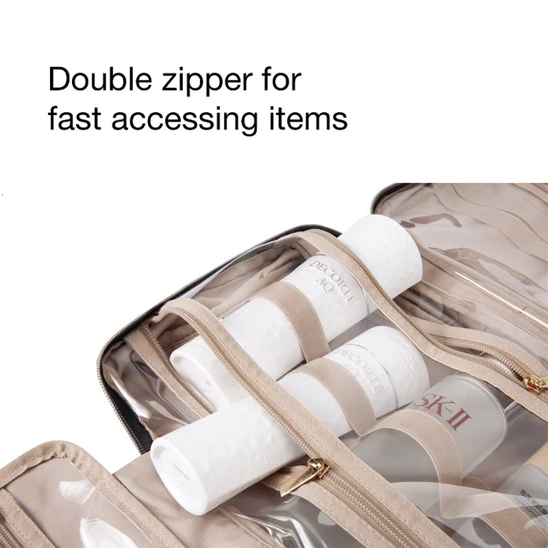 Makeup bag with hook waterproof makeup bag travel organizer 241106