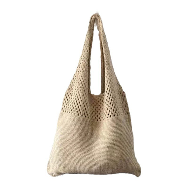 Shoulder Bag Women Large Capacity Shopper Totes Vintage Hollow Woven Underarm Knitted Handbag Ladies Summer Beach Travel Bag