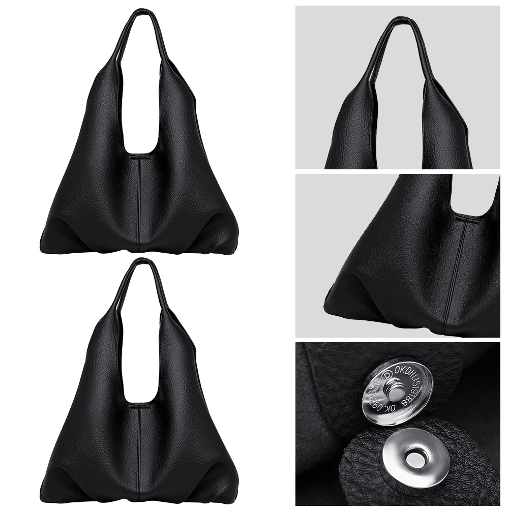 Fashion Tote Bag PU Leather Soft Shoulder Purse Solid Color Underarm Bag with Coin Purse Top Handle Bag for Women