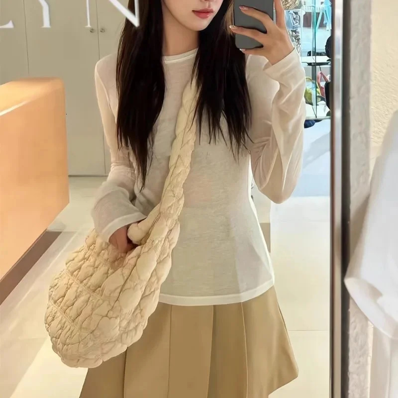 Fashionable pleated cloud bag large capacity armpit bag lightweight shoulder cross body casual womens handbag shopping bag 241106