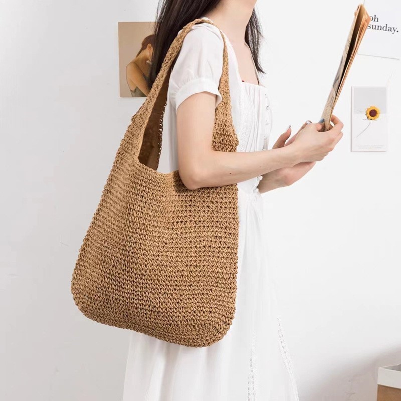 Casual Straw Women Shoulder Bags Wicker Woven Ladies Handmade Summer Beach Rattan Female Messenger Bag Large Totes
