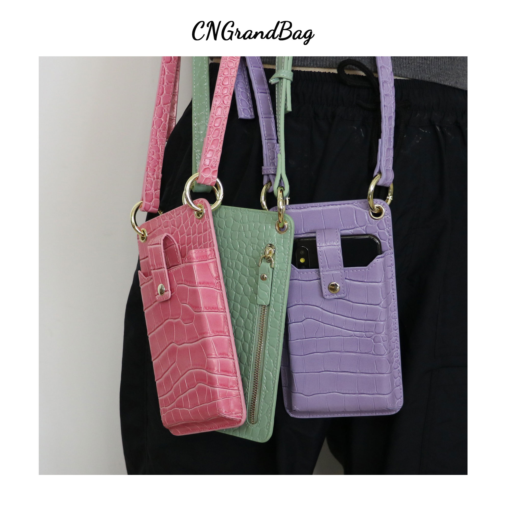 Fashion Crocodile Pattern Leather Mini Shoulder Bag Women Mobile Phone Bag For Iphone 11 Pro Max Phone Wallet Cross Body Bag