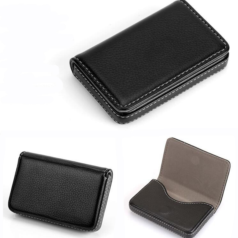 1pc Multicolor PU Card Box Magnetic Business Card Holder Men Women Fashion Credit Bank Card Case Solid Color ID Holders