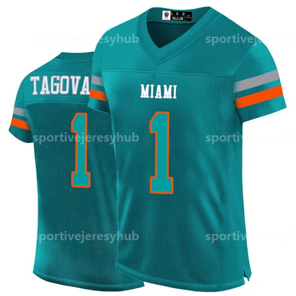 Shxinet Mens/Youth Football Jersey Tagovailoa Chubb 1 Sanders Hill Phillips Bailey Waddle Holland Mostert Brandon Green Stitched Any Name Number Jerse