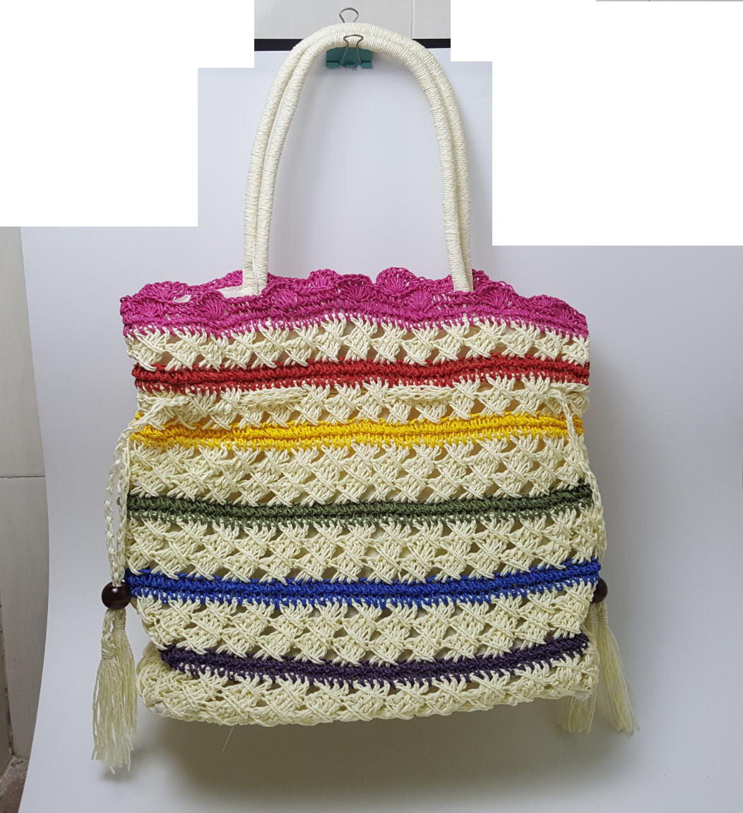 50x37CM fine French fashion big space colorful crochet twine candy Large straw bag handbag A2351