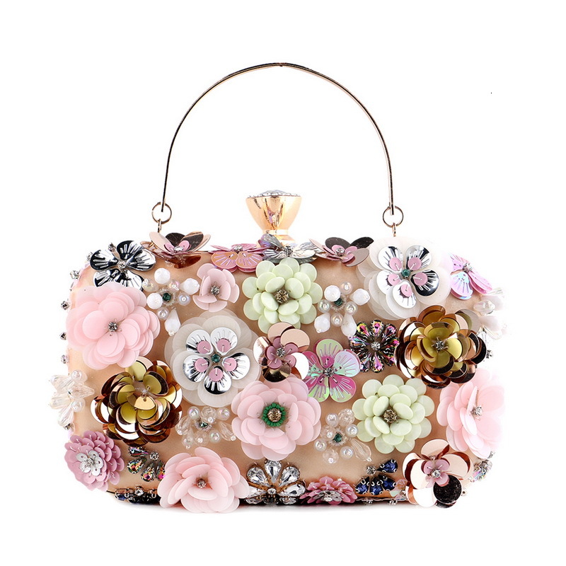 New Chain Style Single Shoulder Fashionable Embroidered Small Handbag Women's Hand-held Evening Bag
